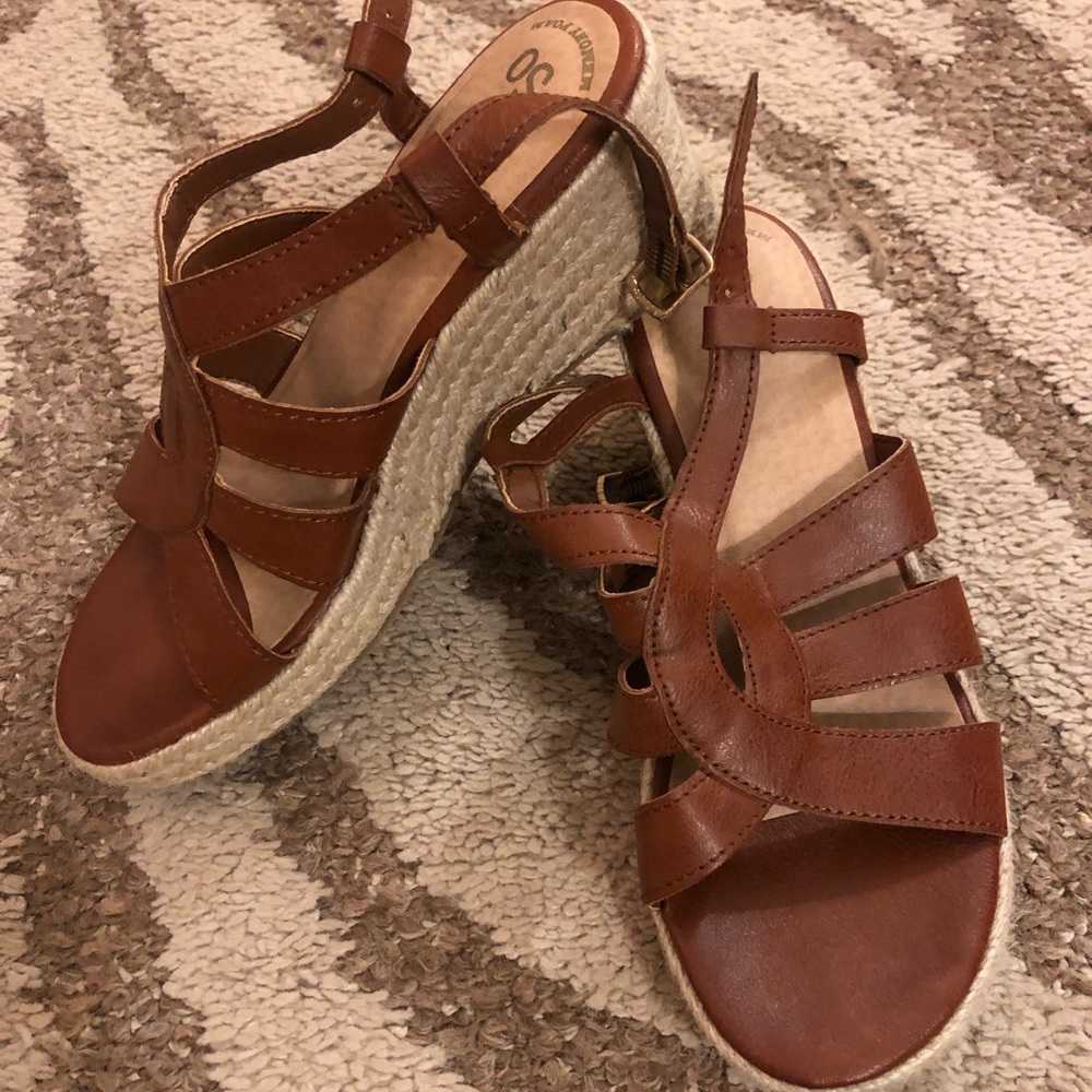 Girls Size 3 Brown Espadrille Wedges